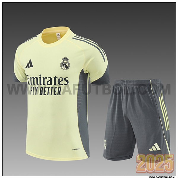 Camiseta Entrenamiento Real Madrid Ninos Amarillo/Gris 2025 2026