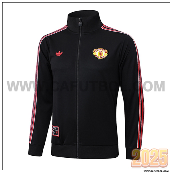 Chaquetas Futbol Manchester United Negro/Rojo 2025 2026 -02