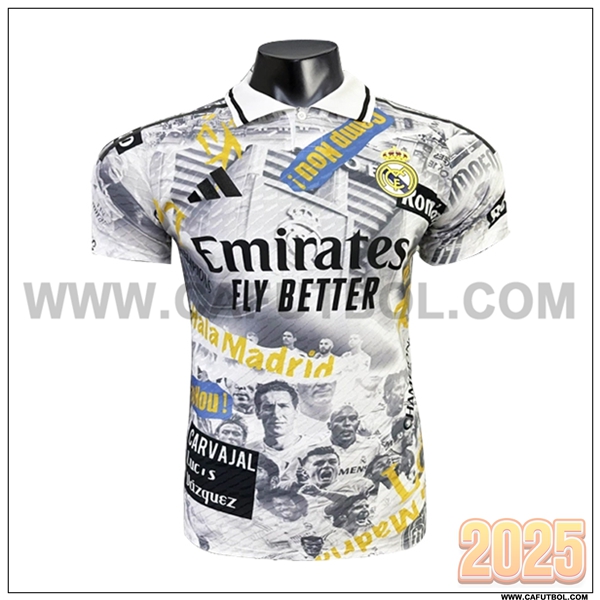 Camiseta Futbol Real Madrid Blanco/AMARILLO Edicion Especial 2025 2026