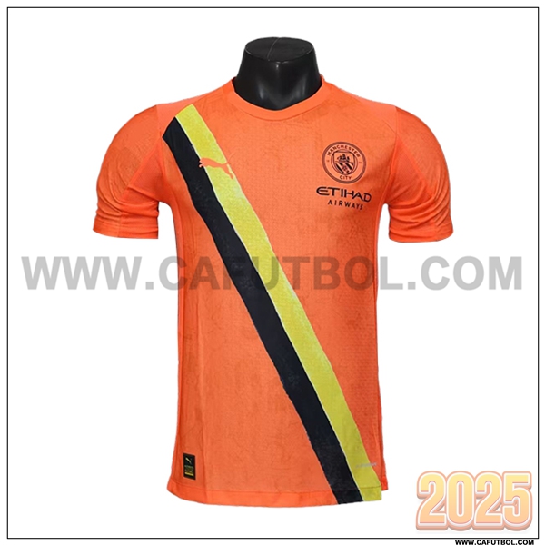 Tercero Camiseta Futbol Manchester City Naranja/AMARILLO/Negro 2025 2026