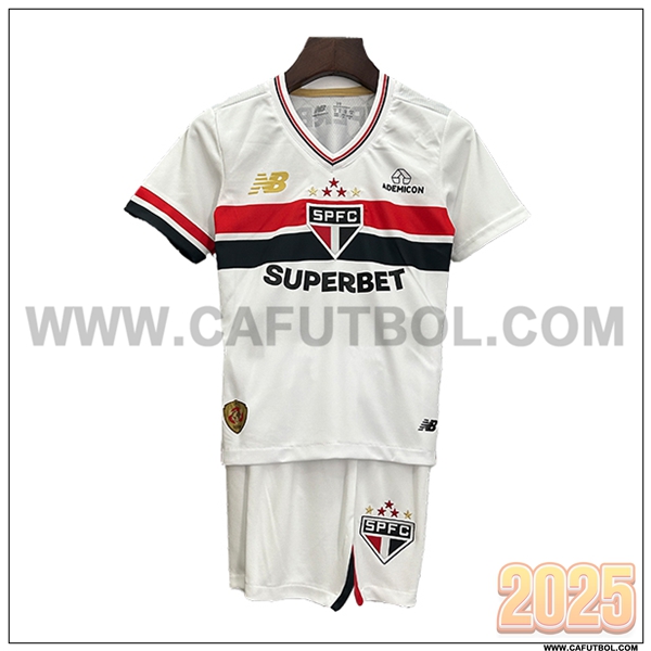 Primera Camiseta Futbol Sao Paulo FC Ninos Blanco/Rojo/Negro 2025 2026