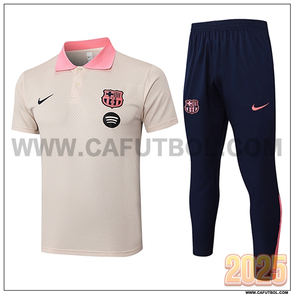 Camiseta Polo FC Barcelona Beige/Rosa 2025 2026