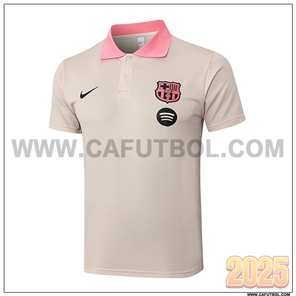 Camiseta Polo FC Barcelona Beige/Rosa 2025 2026