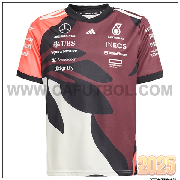 T-Shirt Mercedes Benz F1 Team Blanco/Marrón/Negro/Naranja 2025