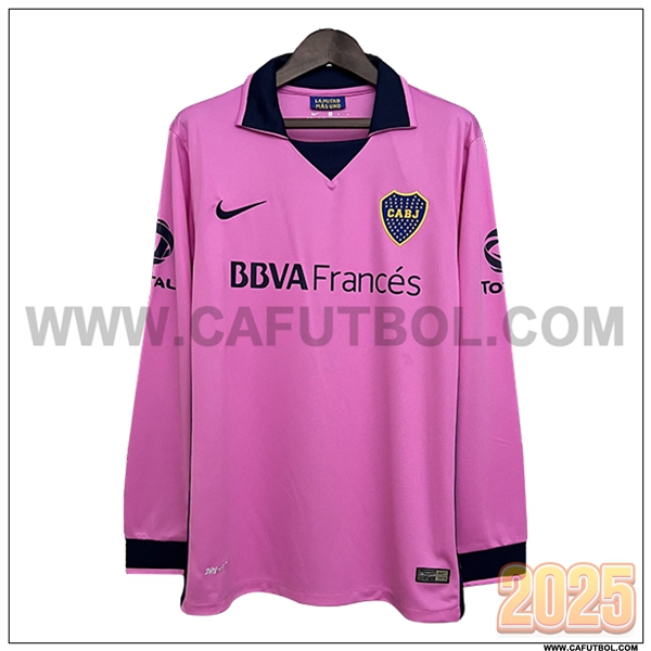 Segunda Camiseta de Boca Juniors Retro Mangas largas Rosa/Negro 2014/2015