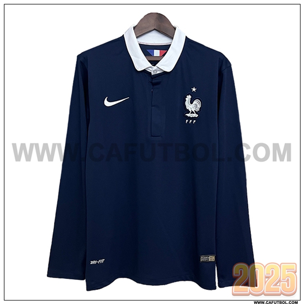Primera Camiseta de Francia Retro Mangas largas Azul Real 2014