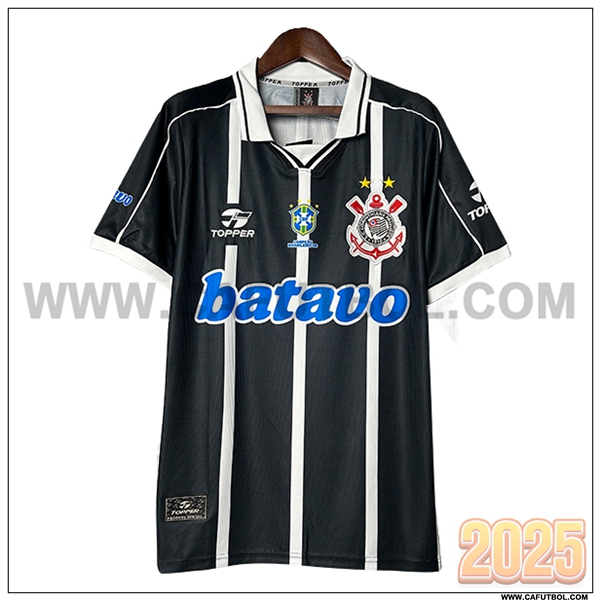 Segunda Camiseta de Corinthians Retro Blanco/Negro 1999/2000