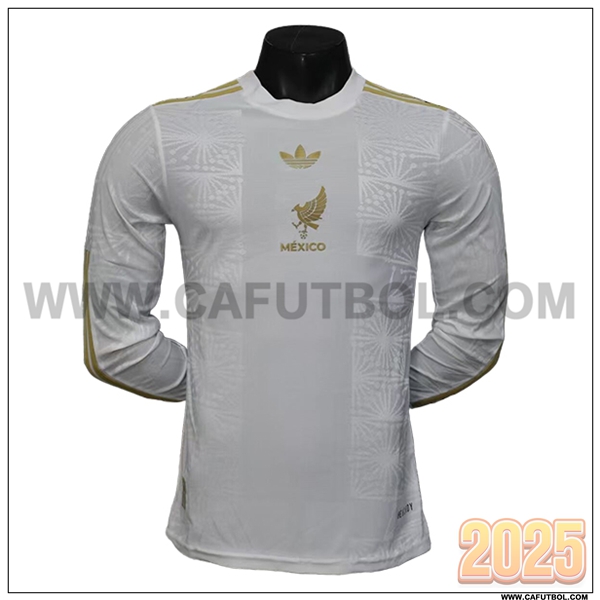Camiseta Equipo de Mexico Mangas largas Blanco Edicion Copa de Oro 2025 2026