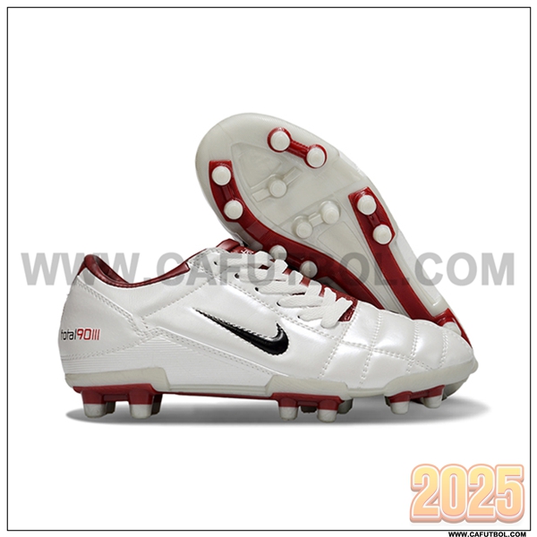 Nike Botas De Fútbol T90 FG Blanco/Rojo/Negro