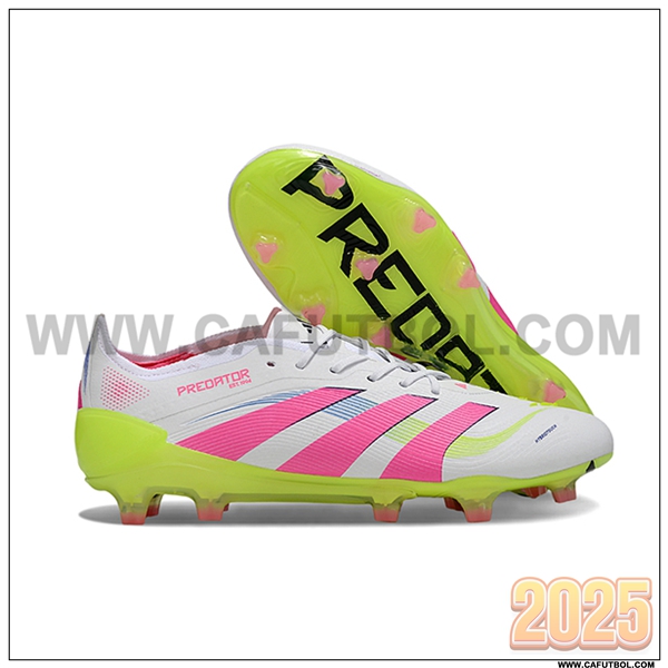 Adidas Botas De Fútbol 25 Predator Elite FG Blanco/Rosa/Verde