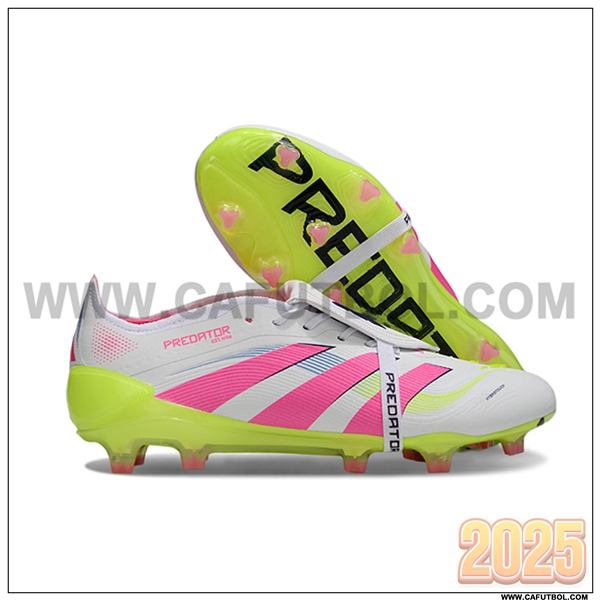 Adidas Botas De Fútbol 25 Predator Elite Tongue FG Blanco/Rosa/Verde