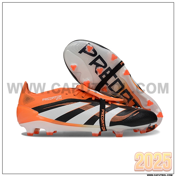 Adidas Botas De Fútbol 25 Predator Elite Tongue FG Naranja/Negro/Blanco
