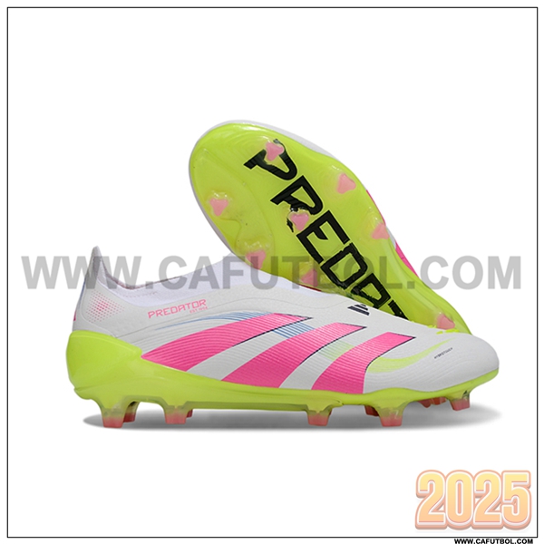 Adidas Botas De Fútbol 25 Predator Elite LL FG Blanco/Rosa/Verde