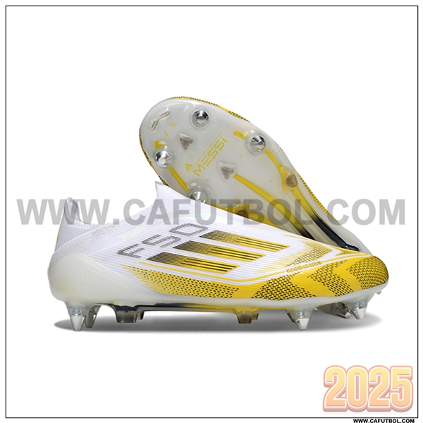 Adidas Botas De Fútbol F50 Elite Laceless SG Blanco/Amarillo