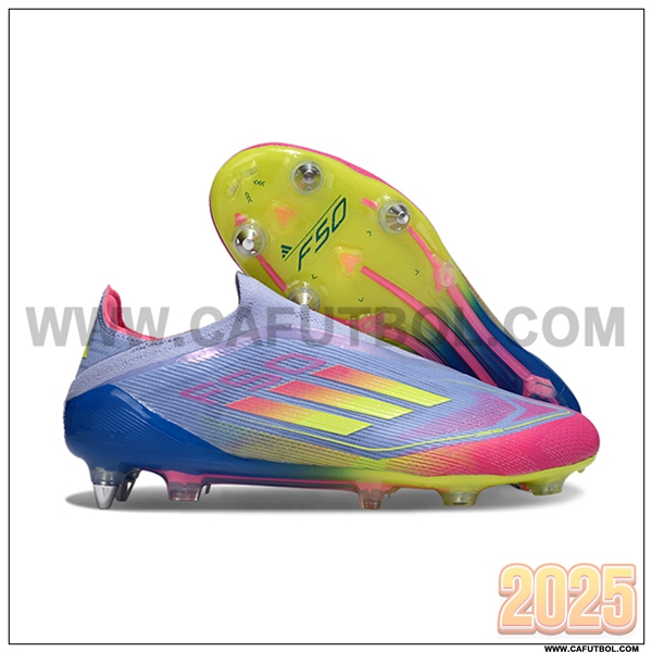 Adidas Botas De Fútbol F50 Elite Laceless SG Azul/Verde/Rosa
