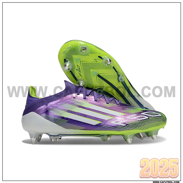 Adidas Botas De Fútbol F50 Elite SG Violeta/Verde/Blanco