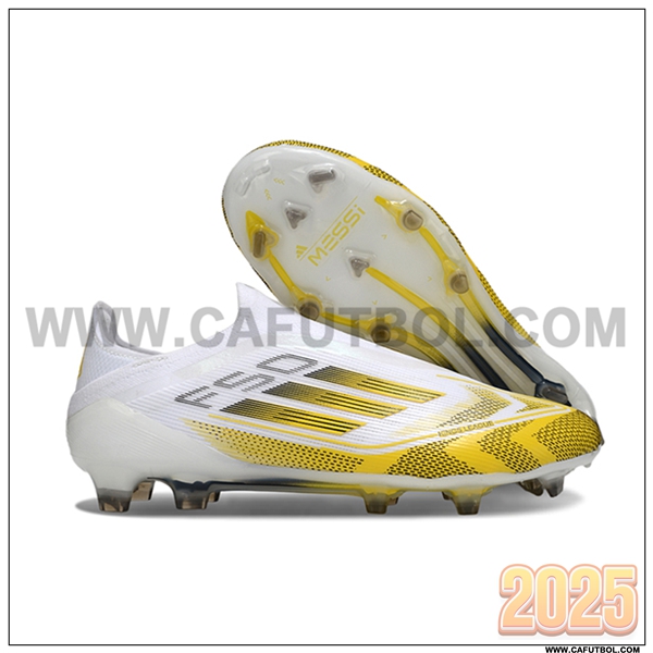 Adidas Botas De Fútbol F50 Elite Laceless FG Blanco/Amarillo
