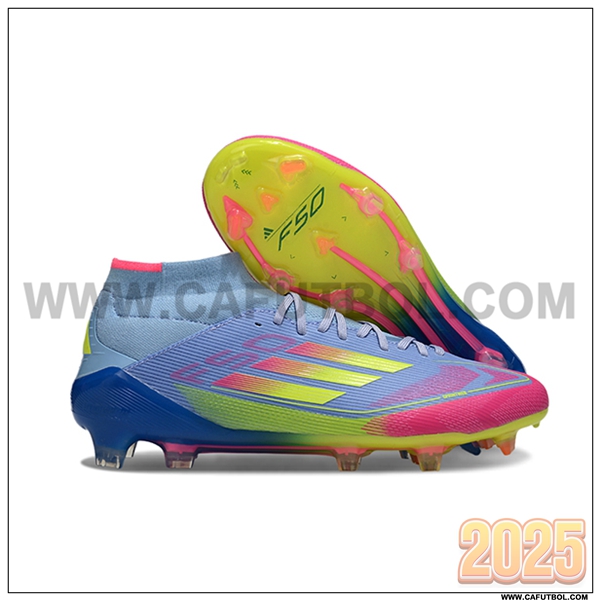 Adidas Botas De Fútbol F50 ELITE MID FG W Azul/Rosa/Verde