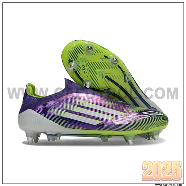 Adidas Botas De Fútbol F50 Elite Laceless SG Violeta/Verde/Blanco