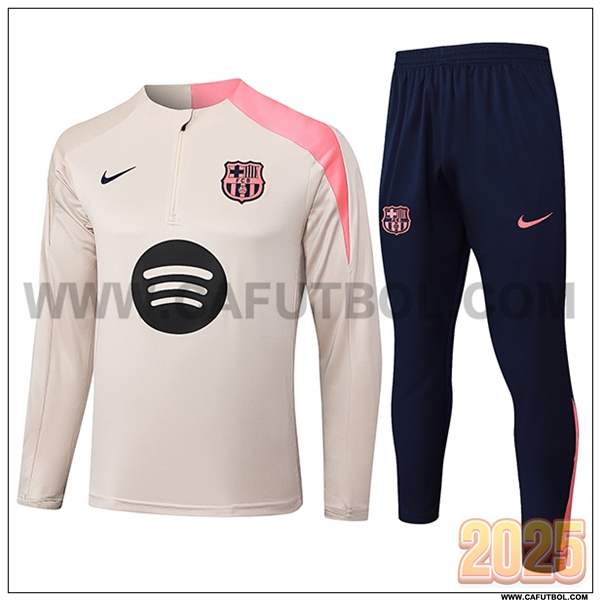 Chandal de Futbol FC Barcelona Beige/Rosa 2025 2026
