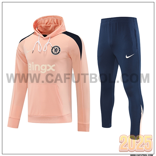 Chaqueta Con Capucha Chandal FC Chelsea Rosa/Negro 2025 2026