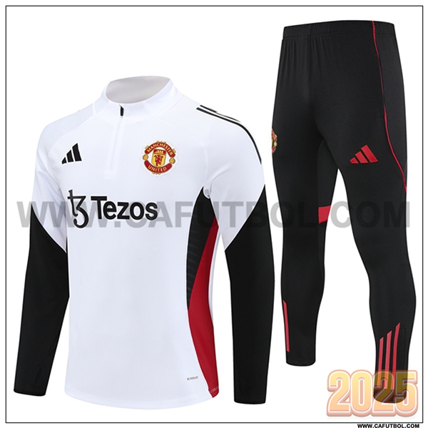 Chandal de Futbol Manchester United Blanco/Negro/Rojo 2025 2026 -02