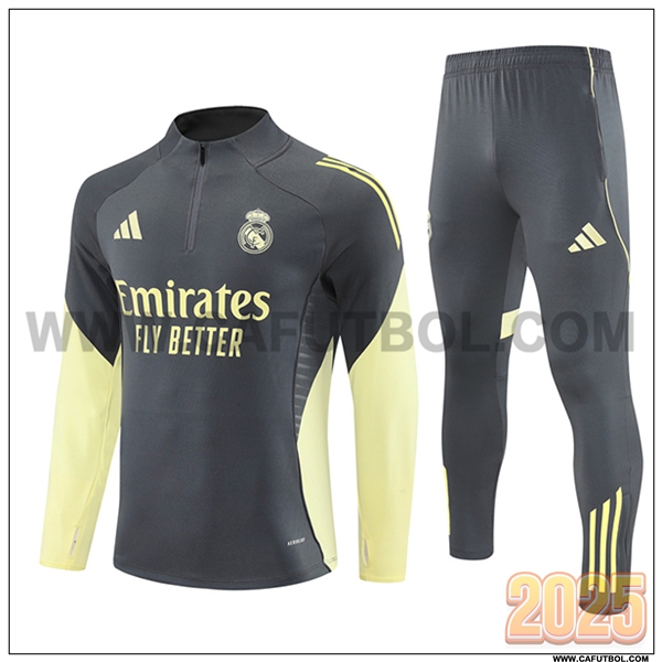 Chandal de Futbol Real Madrid Gris/Amarillo 2025 2026