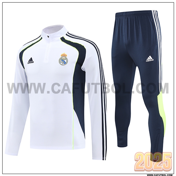 Chandal de Futbol Real Madrid Blanco/Azul/Verde 2025 2026