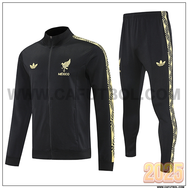 Chandal Chaquetas Futbol México Negro/Amarillo 2025 2026