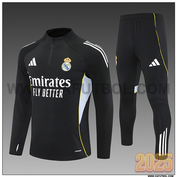 Chandal de Futbol Real Madrid Ninos Negro 2025 2026