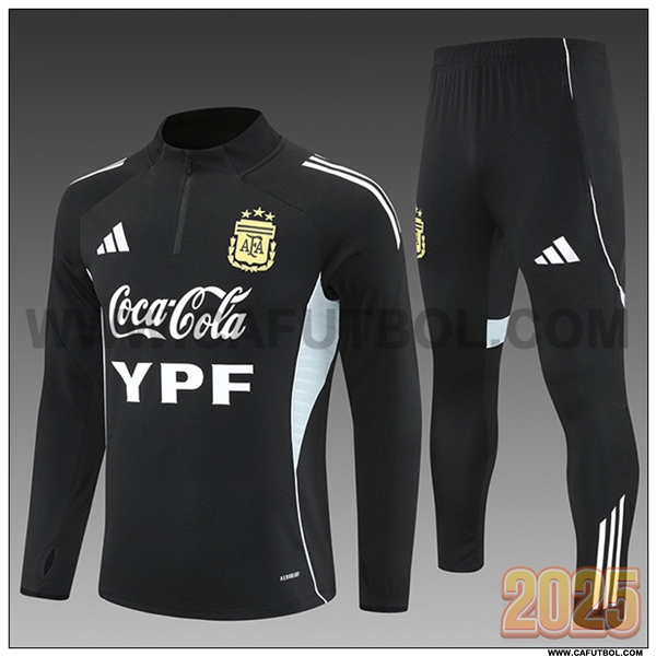 Chandal de Futbol Argentina Ninos Negro 2025 2026
