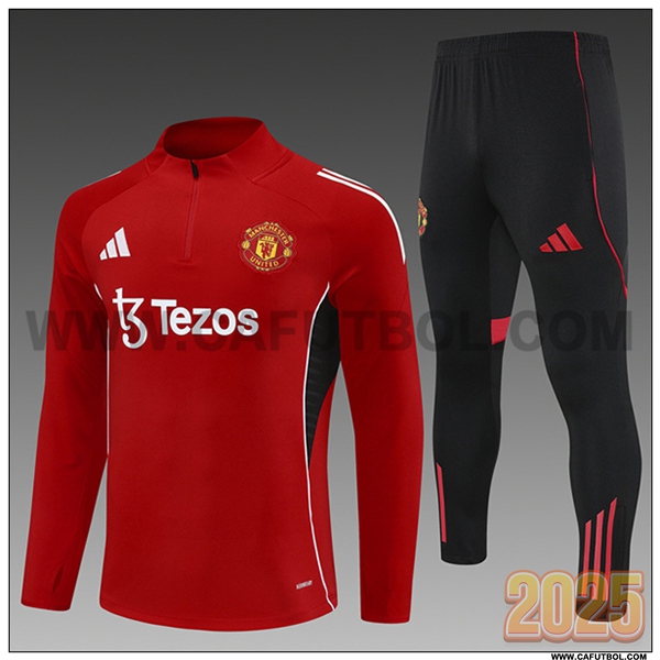 Chandal de Futbol Manchester Ninos United Rojo 2025 2026