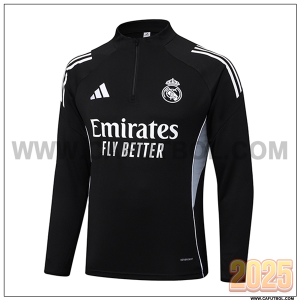 Sudadera De Entrenamiento Real Madrid Negro/Gris 2025 2026
