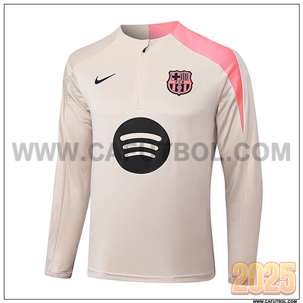 Sudadera De Entrenamiento FC Barcelona Beige/Rosa 2025 2026