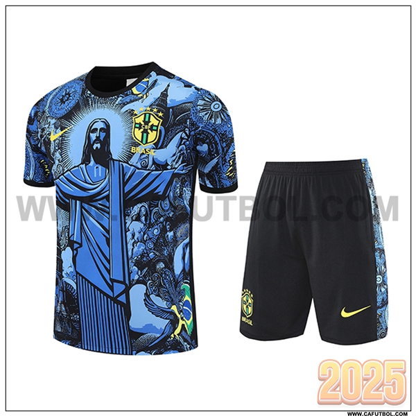 Camiseta Entrenamiento Brasil Ninos Azul/Negro 2025 2026