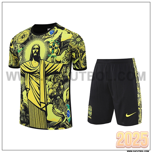 Camiseta Entrenamiento Brasil Ninos Amarillo/Negro 2025 2026