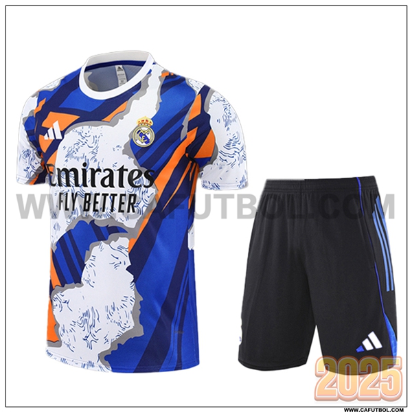 Camiseta Entrenamiento Real Madrid Ninos Blanco/Azul/Naranja 2025 2026