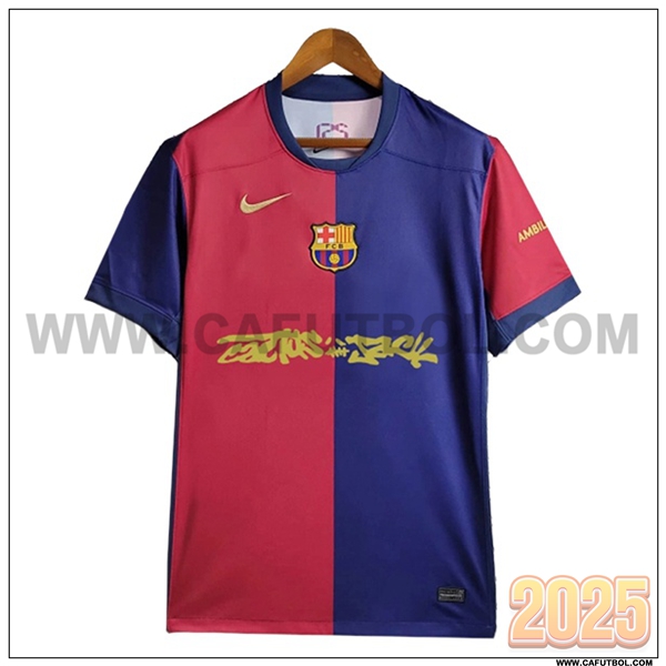 Primera Nuevo Camiseta de FC Barcelona x Travis Scott Rojo/Azul 2024/2025