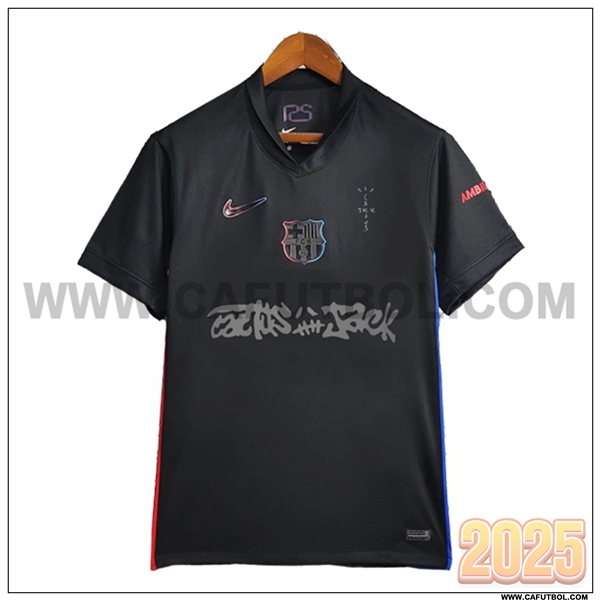 Segunda Nuevo Camiseta de FC Barcelona x Travis Scott Negro/Rojo 2024/2025