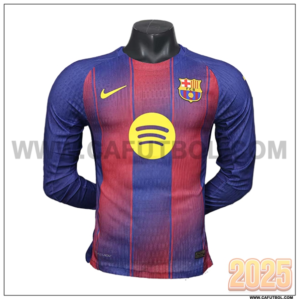 Primera Camiseta Futbol FC Barcelona Mangas largas Rojo/Azul 2025 2026