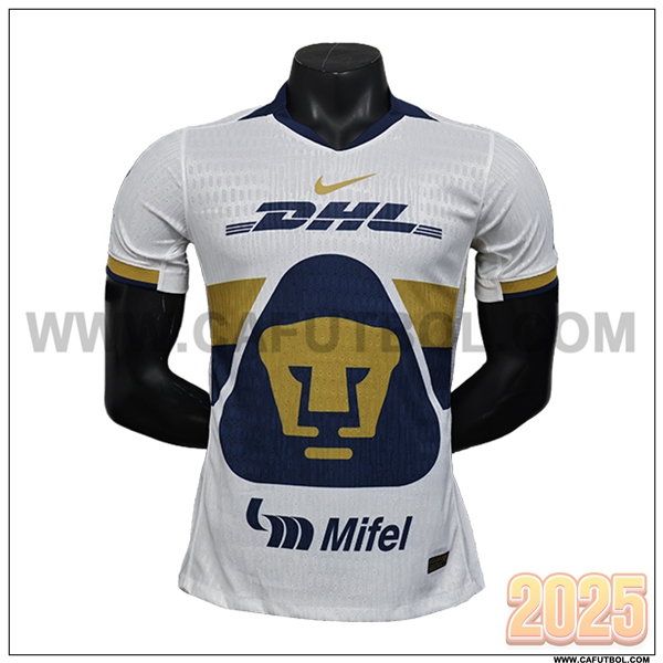 Primera Camiseta Futbol Pumas UNAM Blanco/Azul marino 2025 2026