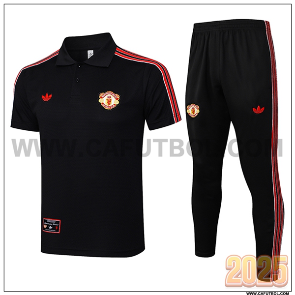Camiseta Polo Manchester United Negro/Rojo 2025 2026