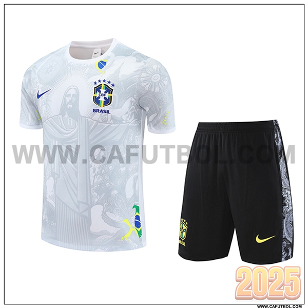 Camiseta Entrenamiento Brasil Blanco/Gris 2025 2026
