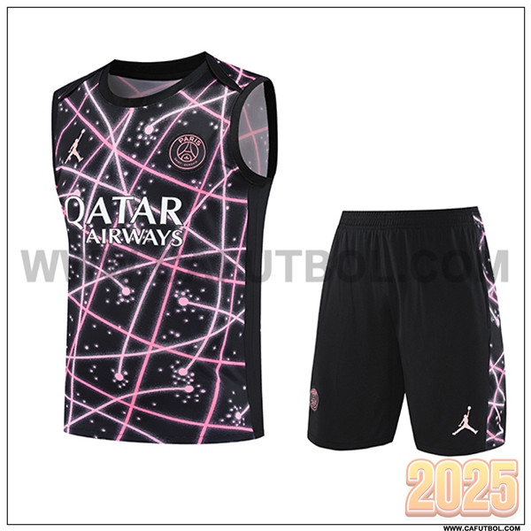 Camiseta Entrenamiento sin mangas PSG Negro/Rosa 2025 2026 -02