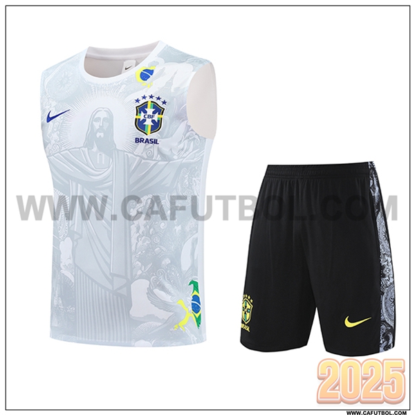 Camiseta Entrenamiento sin mangas Brasil Blanco/Gris 2025 2026