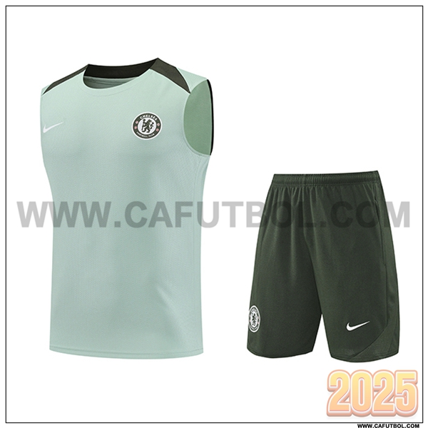 Camiseta Entrenamiento sin mangass FC Chelsea Verde 2025 2026 -02