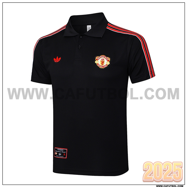 Camiseta Polo Manchester United Negro/Rojo 2025 2026
