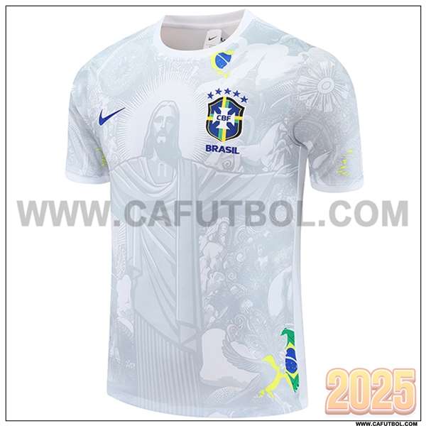 Camiseta Entrenamiento Brasil Blanco/Gris 2025 2026