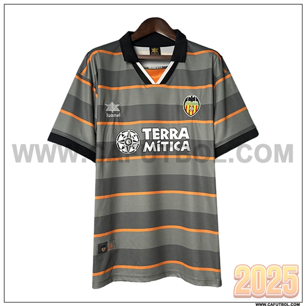Tercero Camiseta de Valencia CF Gris/Naranja Retro 1999/2000