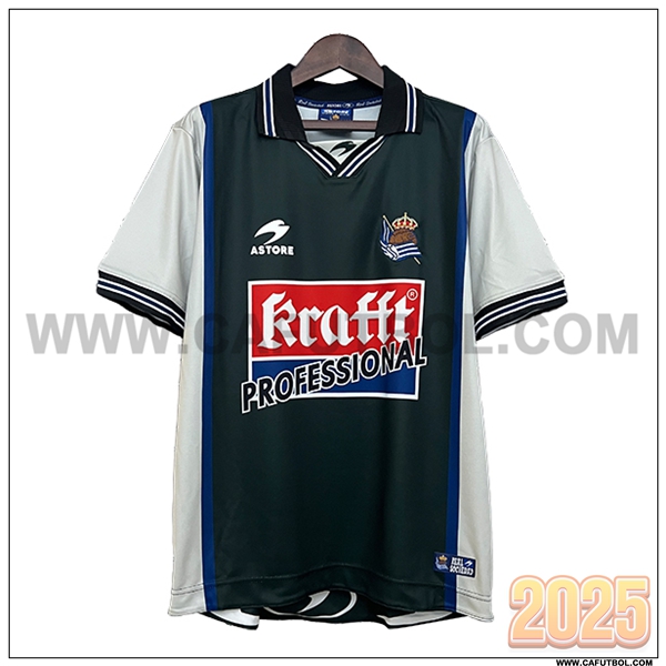 Segunda Camiseta de Real Sociedad Negro/Gris Retro 1999/2002